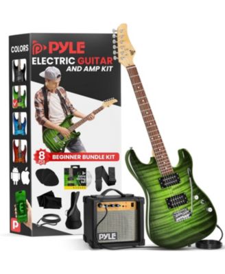 Pyle - 6-String Electric Guitar Kit- Includes Amplifier with Accessory Kit Green