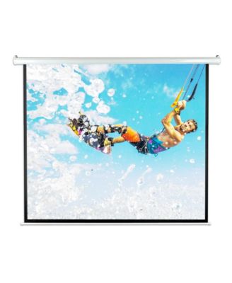 Pyle - 84 inch Motorized Projector Screen, Electronic Automatic Projection Display, Includes Remote Control White