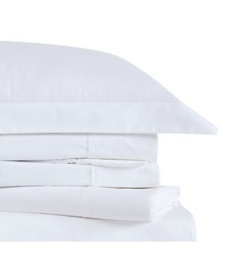 Brooklyn Loom - Solid Cotton Percale 4-Pc. Sheet Set, Queen White