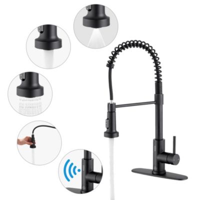 CASAINC - 68.7 inches 1.8 GPM Pull Down Touchless Sensor Single Handle Kitchen Faucet with Accessories Black