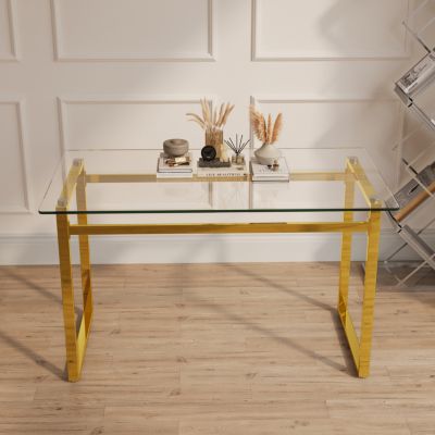 Streamdale Furniture - Streamdale  Furniture 1 PC  Glass Rectangular Glass Dining Table Transparent