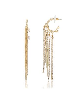 BCBGeneration - Layered Tassel Statement Earrings Gold/clear