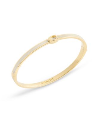 COACH - Minimal Hinged Bangle Bracelets White/Gold