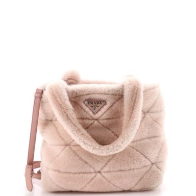 Pre-Owned Prada - Triangle Tote Quilted Shearling Pink