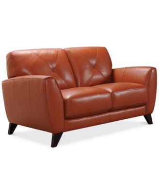 Furniture - Myia 62" Leather Loveseat Terracotta Orange