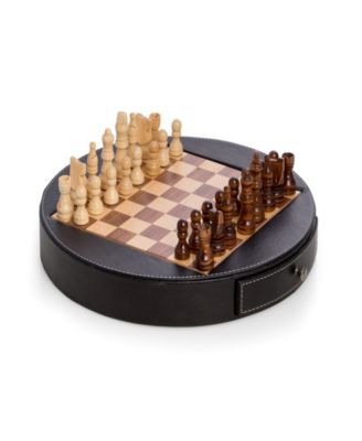 Bey-Berk - Leather Chess Set Black