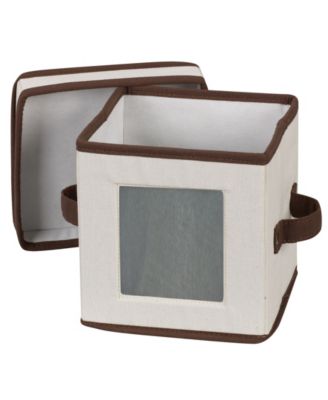 Household Essentials - Saucer Storage Box, Windowed Panel. Cream