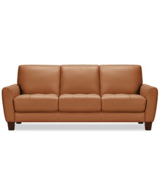 Macy's - Galligher 82" Leather Sofa Caramel