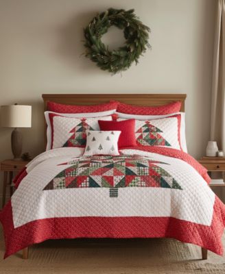 Levtex Home - Patchwork Pine Stitching 2-Pc. Quilt Set, Twin/Twin XL Red