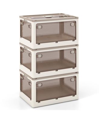 Volenca - 3-Pack Stackable Storage Bins with Lids with 5 Opening Ways White