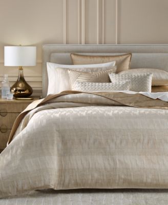 Hotel Collection - Gilded Stripe Comforter Set, Full/Queen Gold