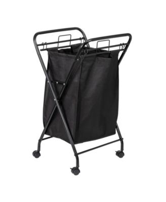 Household Essentials - Rolling 2 Load Capacity Laundry Hamper Black