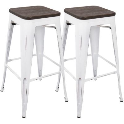 Lumisource - Oregon Stackable Barstool Set of 2 White