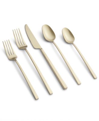 Cambridge Silversmiths - Damaris Champagne Satin Flatware Set, 20 Piece Champagne Gold-Tone