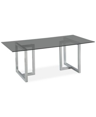 Macy's - Emila 30" Glass Rectangular Dining Table Smoked Glass With Silver Base