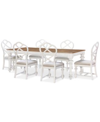 Macy's - Mandeville 7 Piece Dining Set (Rectangular Table & 6 X-Back Chairs) White