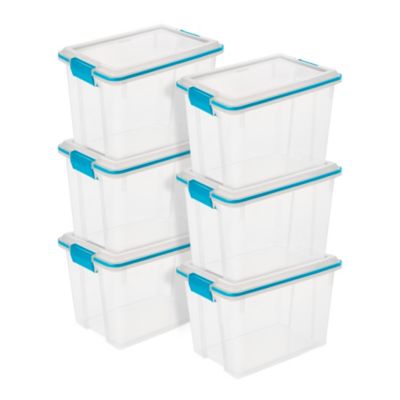 Sterilite - 20 Quart Gasket Box, Stackable Storage Bin with Latching Lid, 6 Pack Clear