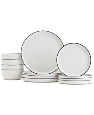 Black Rim 12 Pc. Dinnerware Set, Service for 4, Exclusively at Macy's image