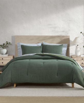 Nautica - Herringbone Jacquard Chenille Solid 3-Pc. Comforter Set, King Garland Green