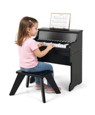 Costway - 25 Keys Digital Piano with Music Stand Stool Lighted Keys Teaching Black