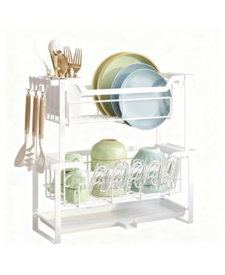 YIGII - 2-Tier Dish shelf Drainboard Narrow Space White