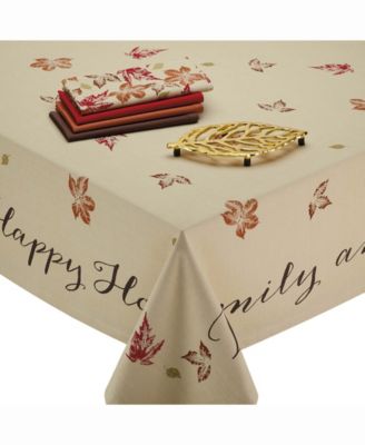 Design Imports - Rustic Leaves Print Tablecloth Natural