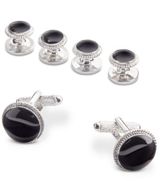 Perry Ellis Portfolio - Baroque Cuff Links & Stud Set Charcoal