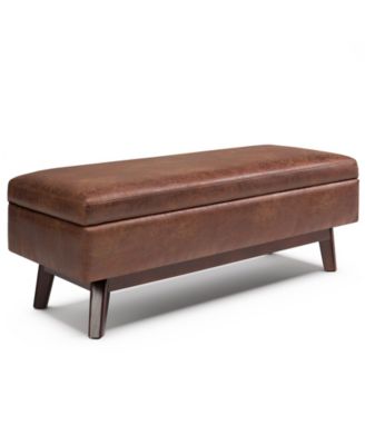 Simpli Home - Owen Mid Century Modern Rectangle Rectangular Storage Ottoman Brown