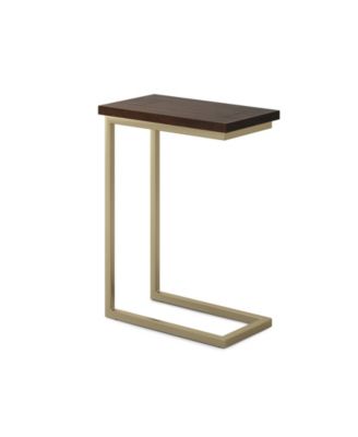 Simpli Home - Skyler Solid Mango Wood C Side Table Dark Brown and Gold-Tone