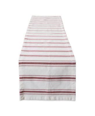 Design Imports - Zig Dobby Stripe Table Runner Red