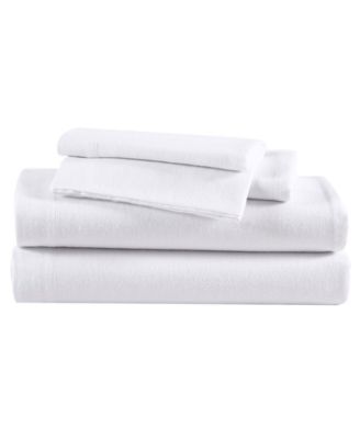 Eddie Bauer - Solid 100% Cotton Flannel 4-Piece Sheet Set, Full White