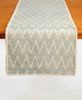 Tableau - Zig Zag Standard Table Runner, 72" x 14" Aqua