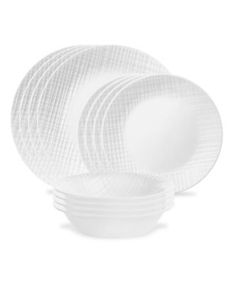 Embossed Linen Weave 12 Pc. Dinnerware Set, Service for 4 image