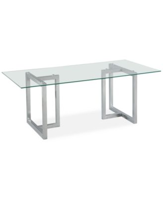 Macy's - Emila 30" Glass Rectangular Dining Table, Created for Macy's Ultra Clear Glass With Silver Base