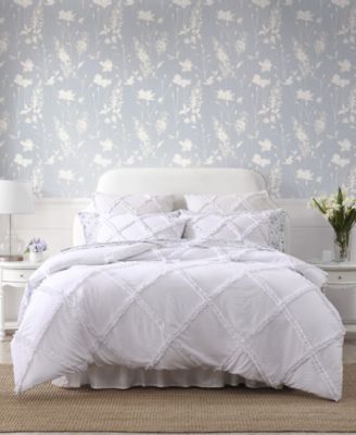 Laura Ashley - Norah Solid Microfiber 2 Piece Comforter Set, Twin XL White