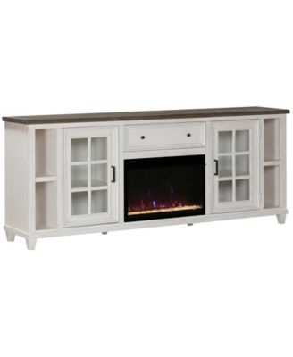 Macy's - 84"  Dawnwood 2PC TV Console Set (84" Console and Fireplace) White