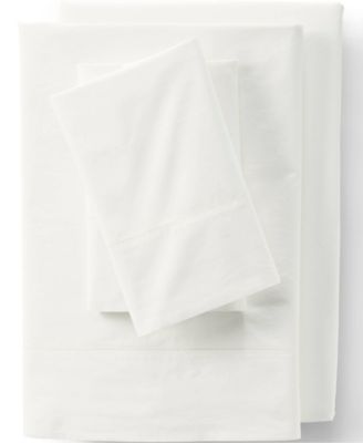 Lands' End - 300 Thread Count Cotton Percale Bed Sheet Set Ivory