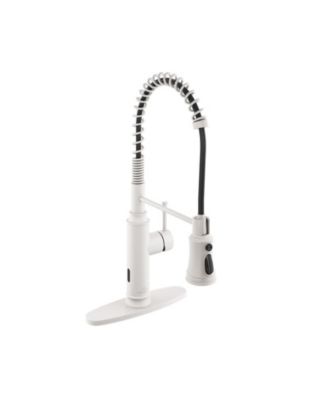 CASAINC - Pull Down Sprayer Kitchen Faucet with Infrared Sensor Induction Function and Deck Plate Matte white