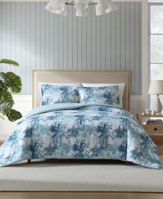 Tommy Bahama Home - Tommy Bahama Legacy Palms Reversible 3-Pc. Comforter Set, Full/Queen Bristol Blue