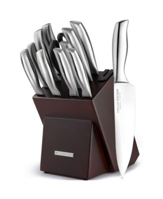 Zulay Kitchen - 12 Piece Ultra Sharp Kitchen Knife Set with Block and Sharpener Dark brown