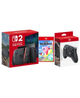 Nintendo - Switch 2 Console with Kirby Air Riders and Pro Controller Bundle Charcoal