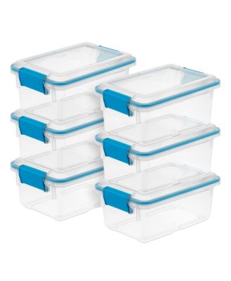 Sterilite - 7.5 Quart Gasket Box, Stackable Storage Bin with Latching Lid, 6 Pack